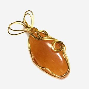 Gorgeous Orange Yellow Adventurine in Gold Plated.